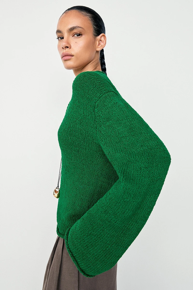 Cotton-blend knit sweater