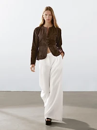 Short suede leather shirt