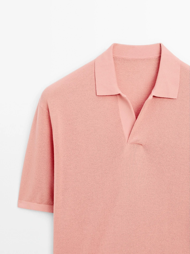 Knit V-neck polo shirt
