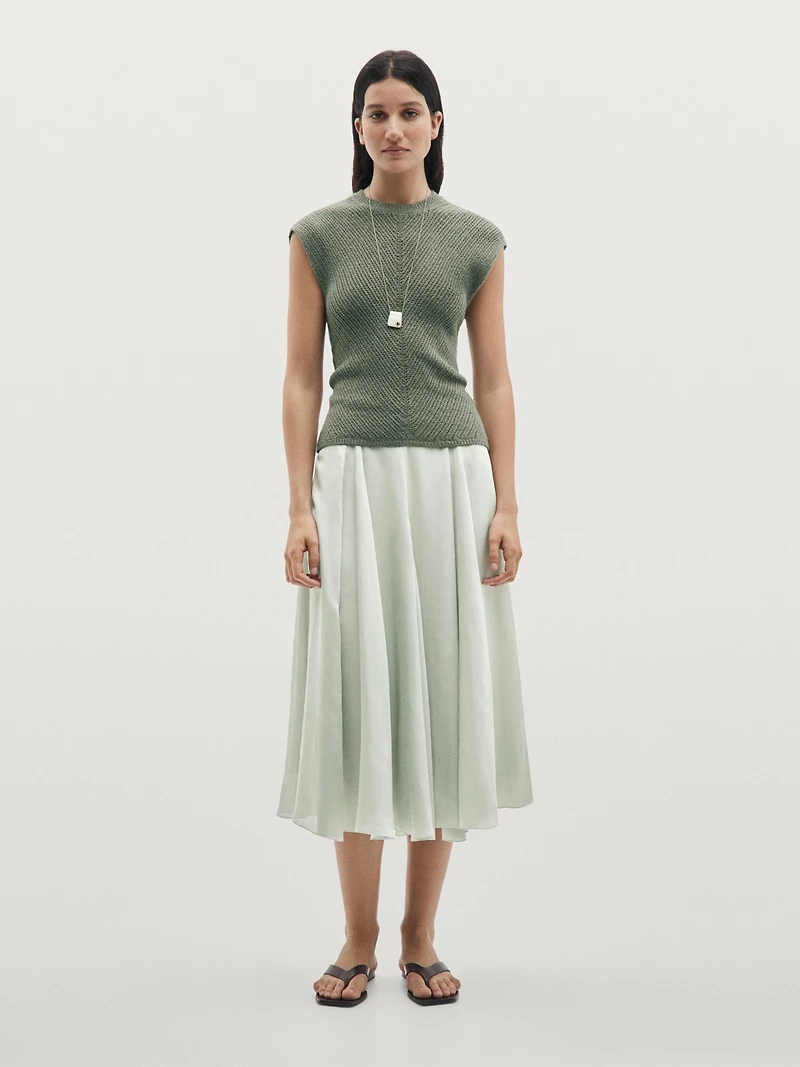 Top en maille sans manches à ajours fantaisie