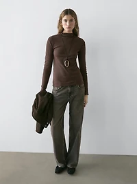 Ribbed long sleeve cotton T-shirt