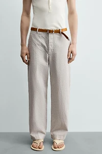 SEERSUCKER STRAIGHT FIT PANTS