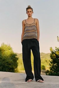 LINEN STRAIGHT LEG PANTS