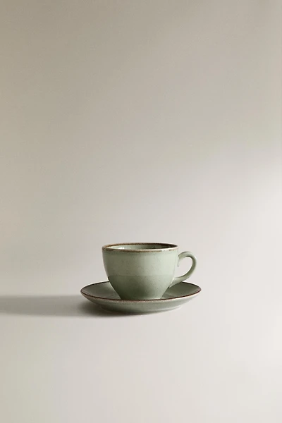 TASSE À THÉ PORCELAINE BORD EFFET ANTIQUE