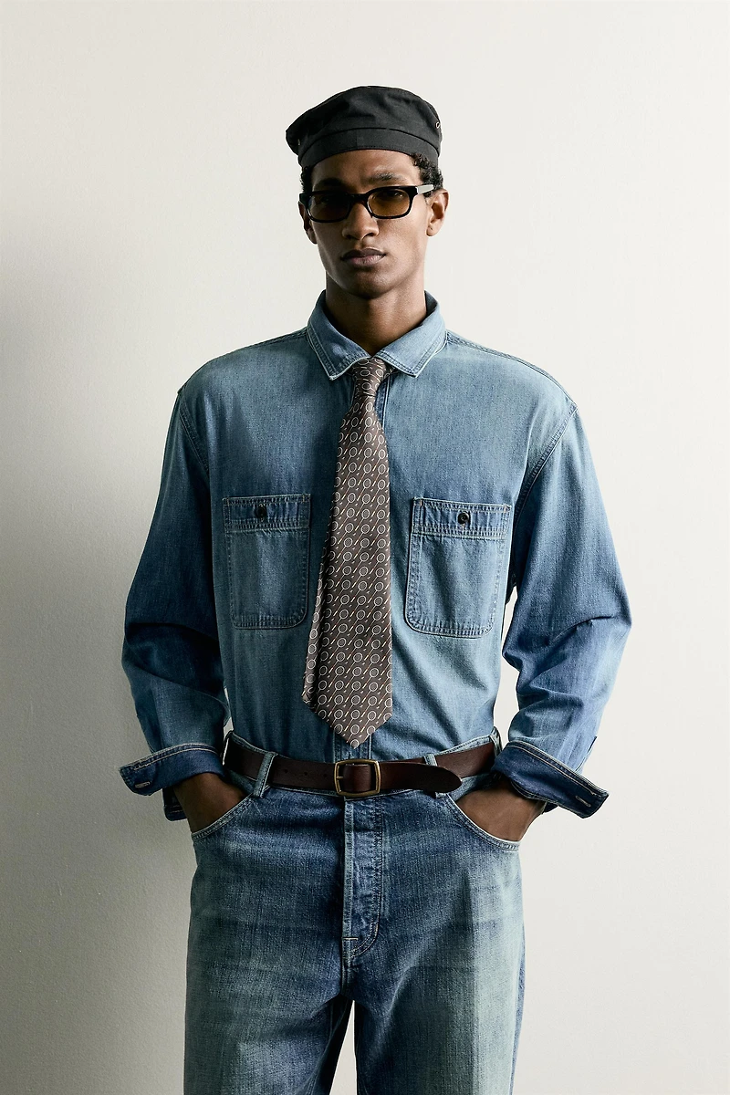 WASHED LIGHTWEIGHT DENIM SHIRT