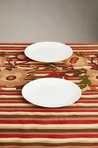 STRIPED AND FLORAL EMBROIDERY TABLECLOTH