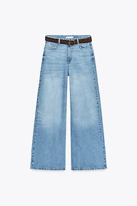 Z1975 HIGH-WAISTED WIDE LEG FULL LENGTH JEANS WITH BELT
