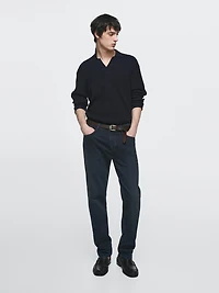 Slim fit denim-effect trousers