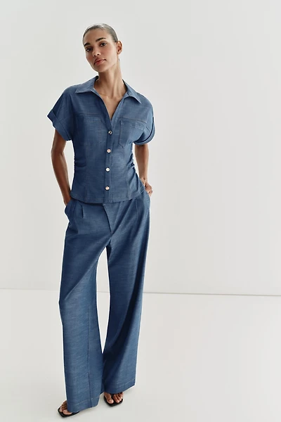 DRAPED FITTED SHIRT