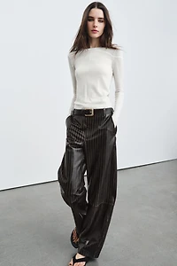 STRIPED LEATHER PANTS ZW COLLECTION LIMITED EDITION