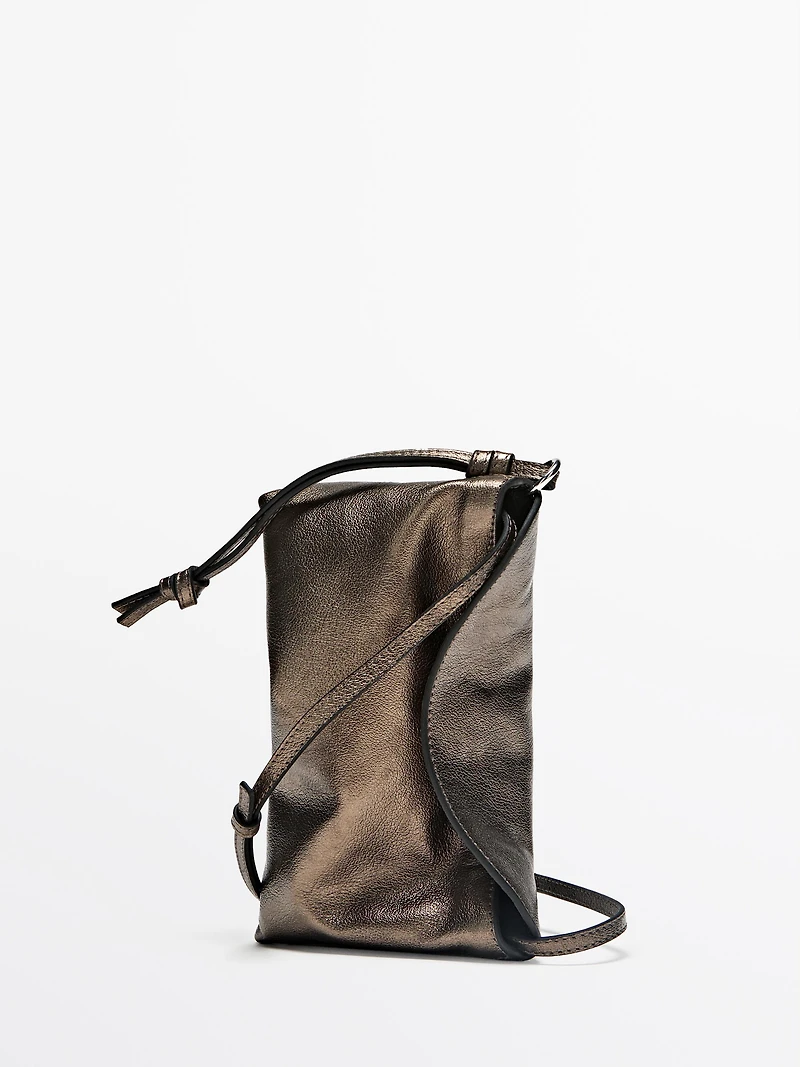 Sac pochette à bandoulière en cuir nappa