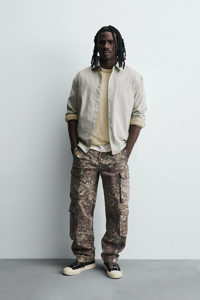 ABSTRACT PRINT POCKET CARGO PANTS
