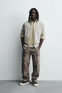 ABSTRACT PRINT POCKET CARGO PANTS
