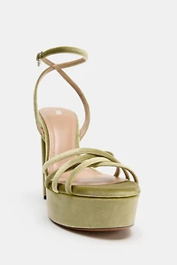 VELVET EFFECT PLATFORM SANDALS