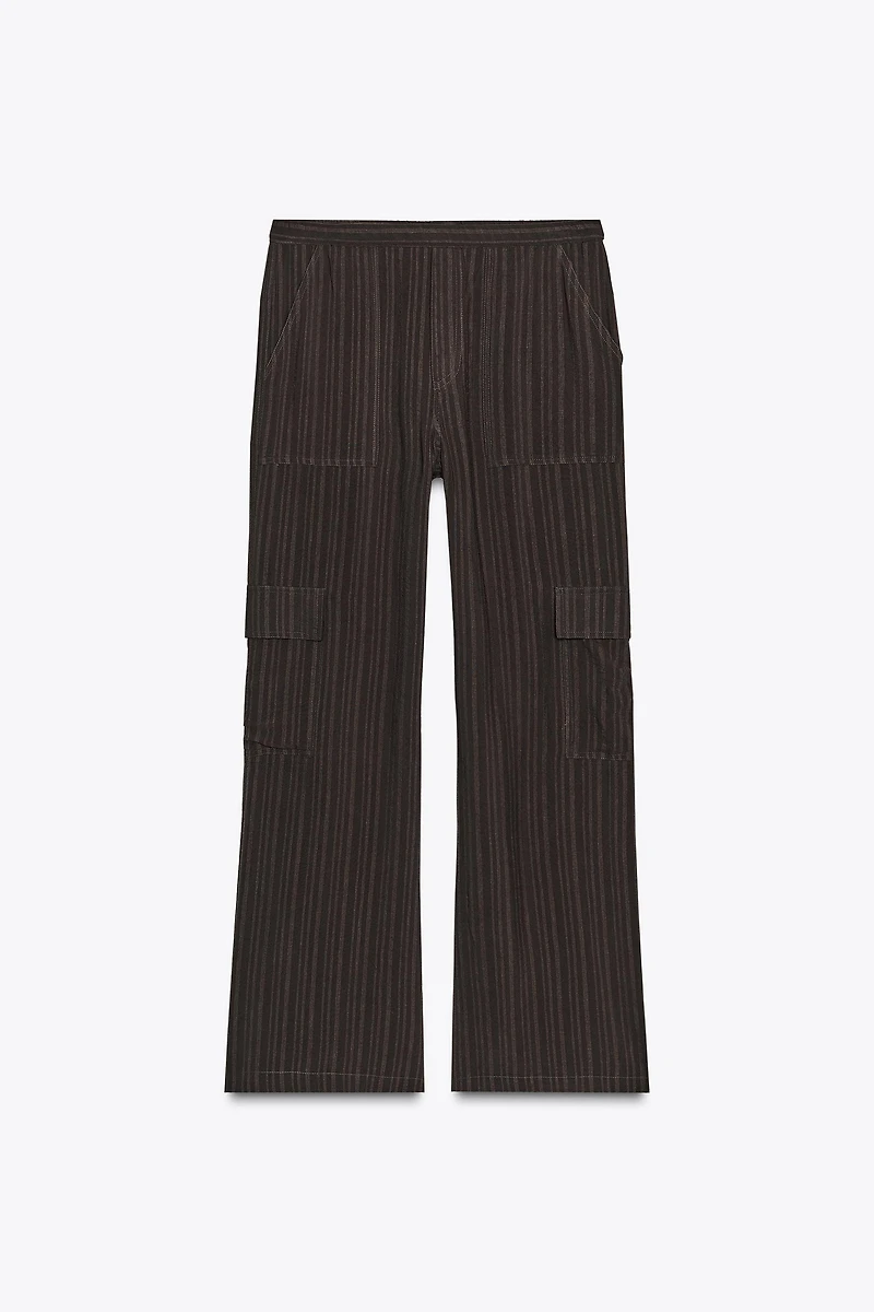 STRIPED FLOWY CARGO PANTS
