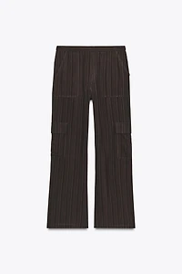 STRIPED FLOWY CARGO PANTS