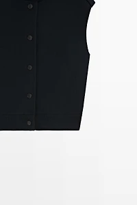 100% cotton mock neck knit vest