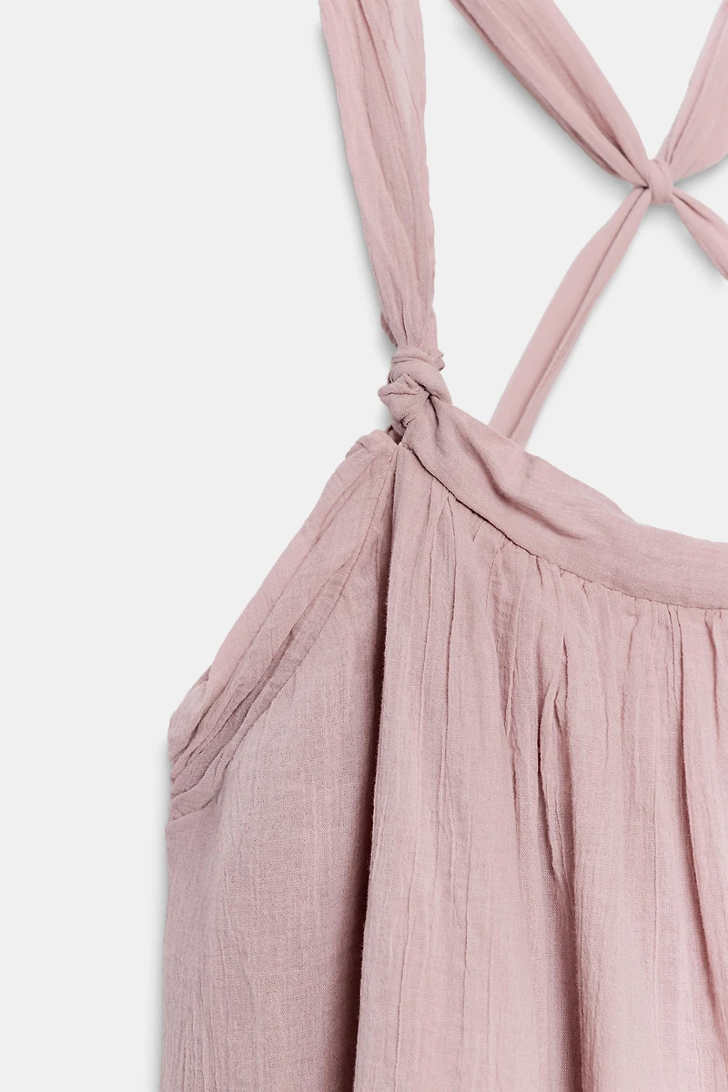 GAUZE STRAPPY MINI DRESS
