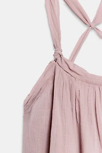 GAUZE STRAPPY MINI DRESS