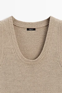 Cotton-blend ribbed knit vest
