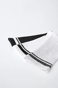 THREE-PACK OF SPORTY STRIPED HIGH SOCKS