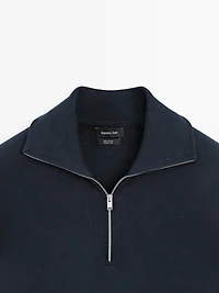 Pull en maille de coton à col camionneur zippé