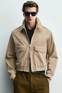 BLOUSON REGULAR FIT EN COTON LAVÉ