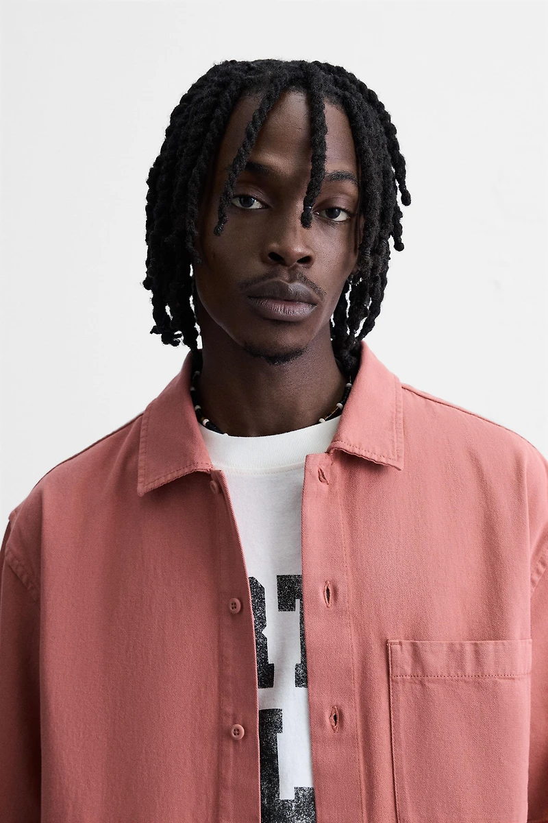 EMBROIDERED TEXTURED OVERSHIRT