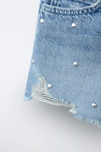 STUDDED DENIM SHORTS
