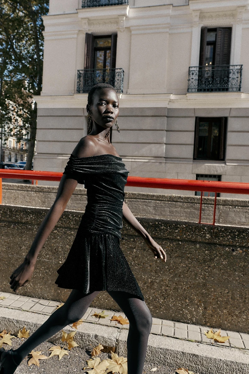 SPARKLY VELVET MINI DRESS