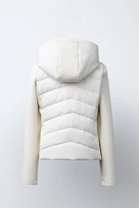 PUFFER JACKET WITH NEOPRENE EFFECT SLEEVES