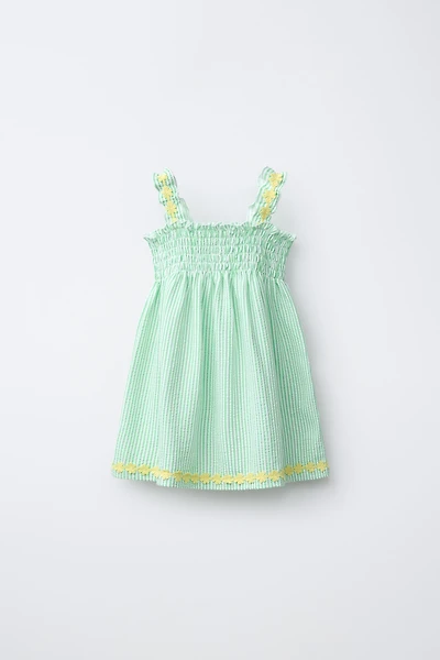 ROBE RAYURES FLEURS BRODÉES