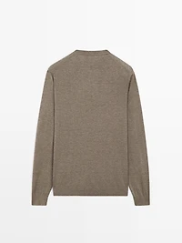 Cotton blend V-neck knit sweater