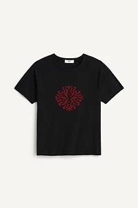 CORAL EMBROIDERED RELAXED FIT T-SHIRT
