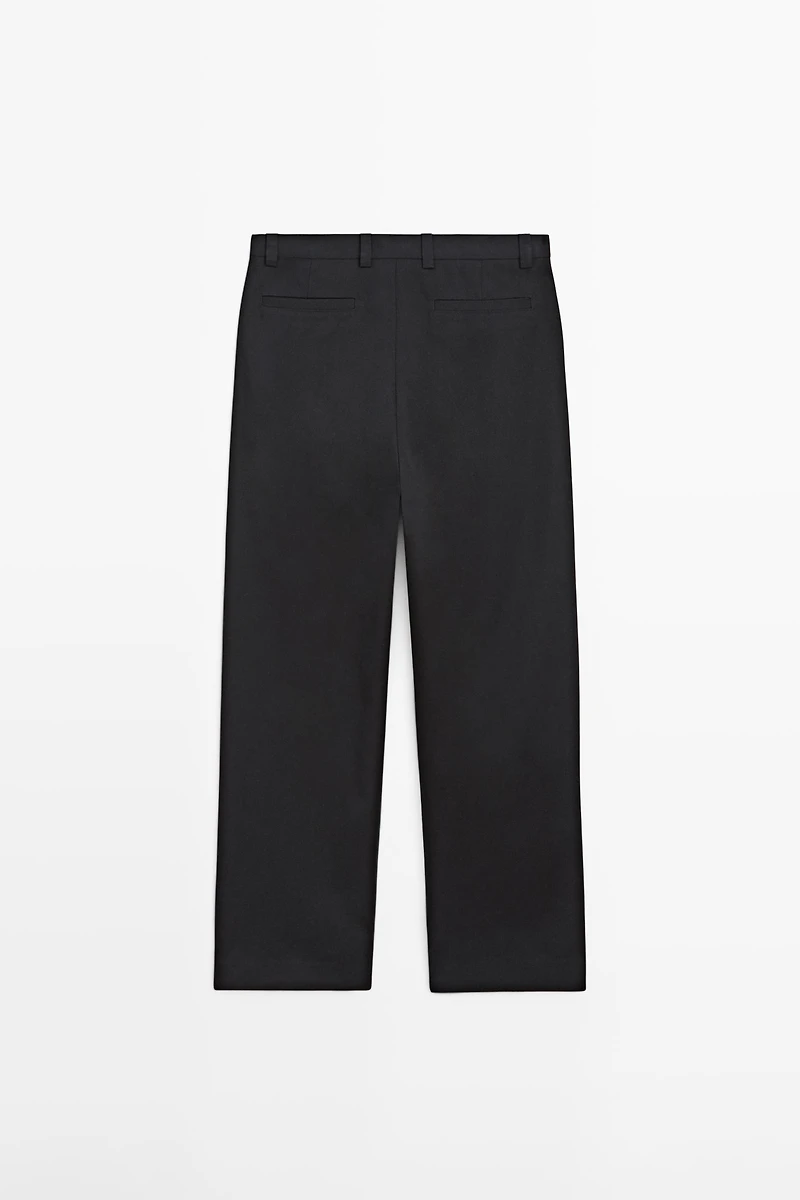 Cotton trousers with darts