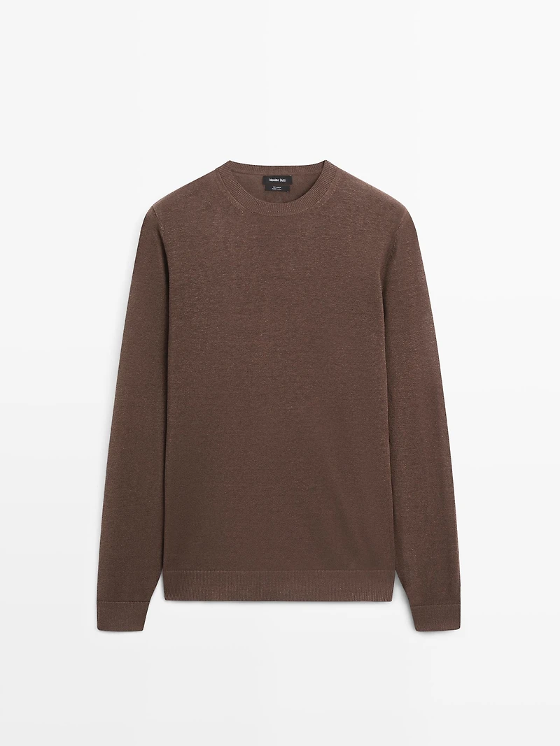 100% linen knit crew neck sweater