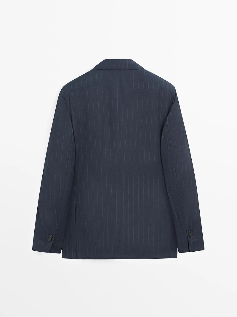 100% wool pinstriped suit blazer