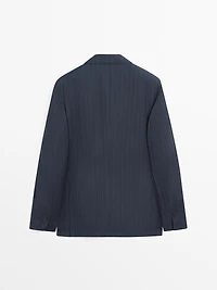 100% wool pinstriped suit blazer