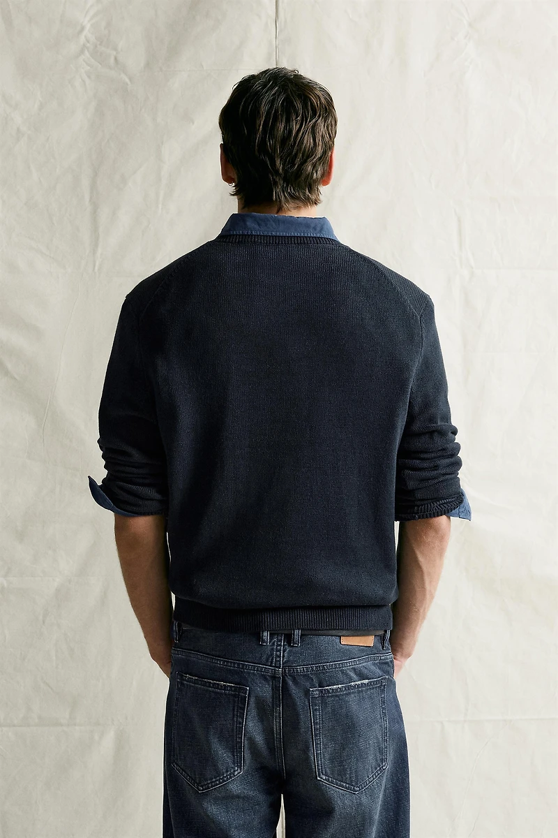 COTTON-LINEN REGULAR FIT SWEATER