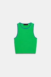 CONTRAST TRIM KNIT CROP TOP