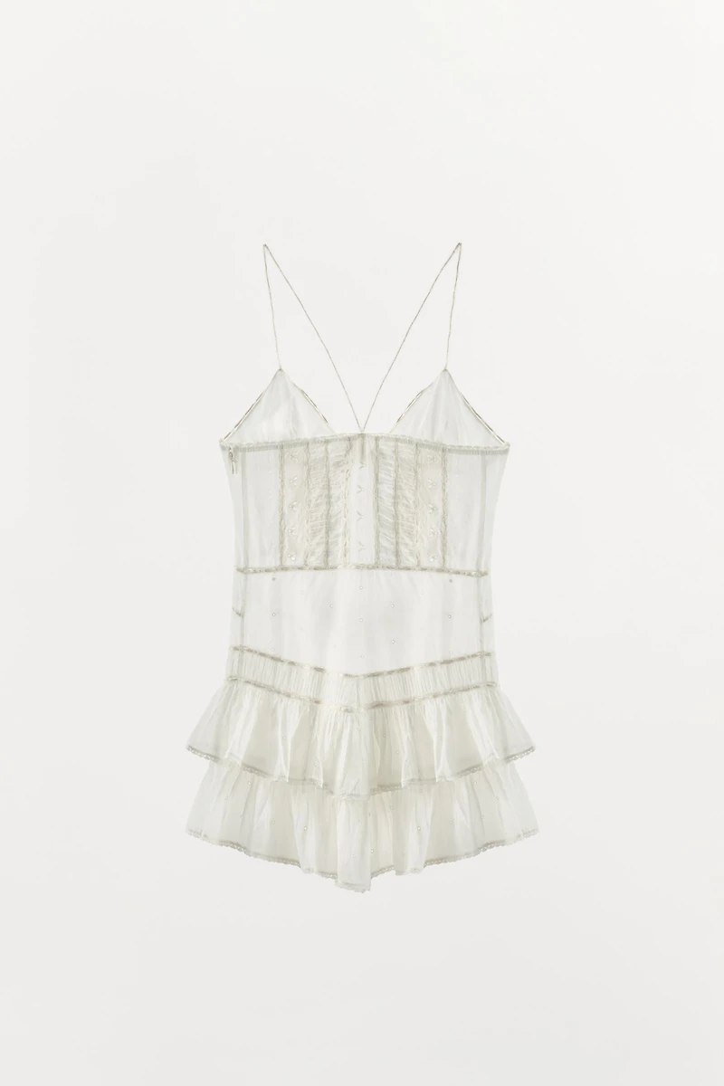 ROBE COURTE À NŒUDS ET VOLANTS