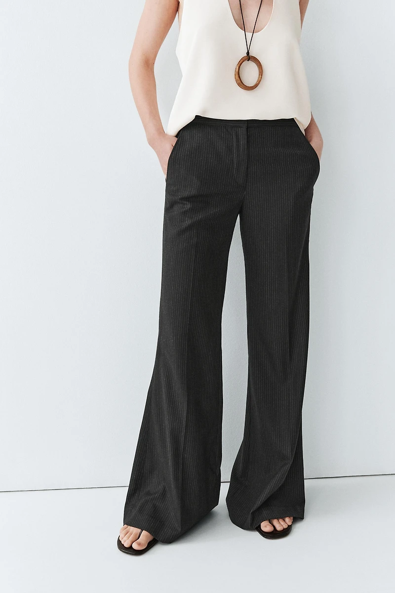 Flare fit pinstripe trousers