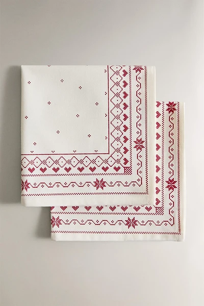 SET OF CHRISTMAS PRINT COTTON NAPKINS (SET OF 2)
