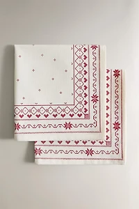 SET OF CHRISTMAS PRINT COTTON NAPKINS (SET OF 2)