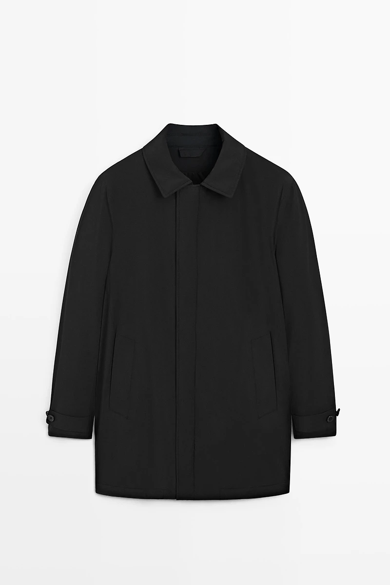 Technical fabric trench coat