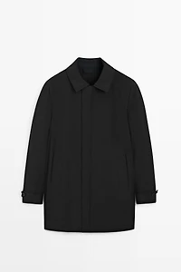 Technical fabric trench coat