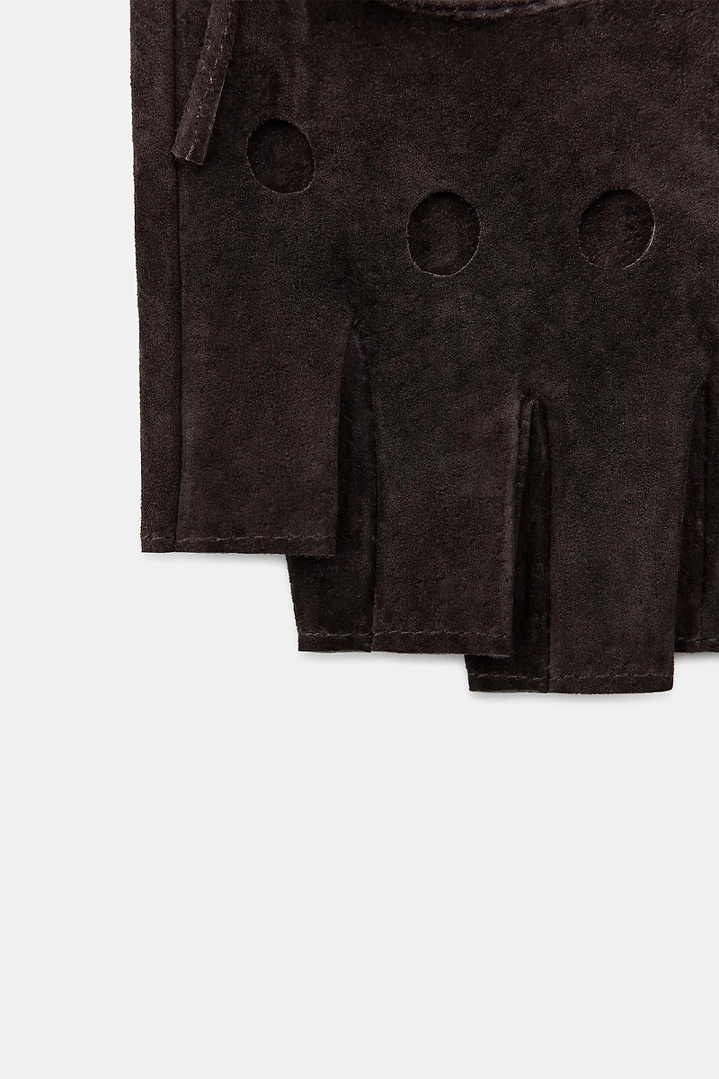 100% SUEDE FINGERLESS GLOVES