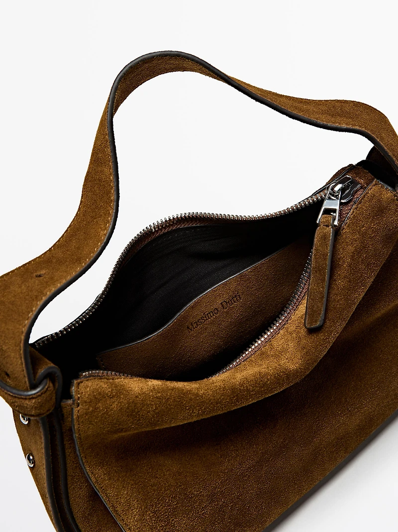 Petit sac porté épaule en croûte de cuir
