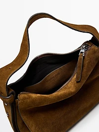Petit sac porté épaule en croûte de cuir