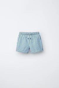 6-14 YEARS/ STRIPED SEERSUCKER SWIM SHORTS